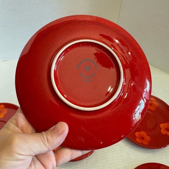 Waechtersbach Freestyle Paradise Saucer Plate Red Orange Flower Germany Set of 5 - Picture 10 of 12